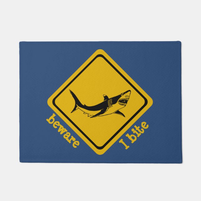 shark road sign - doormat (Front)