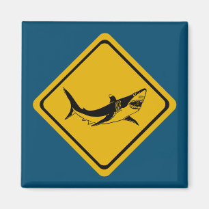 shark road sign magnet
