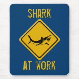 shark road sign mouse mat