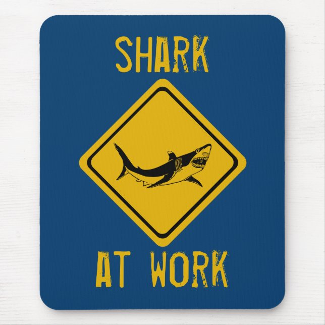 shark road sign mouse mat (Front)