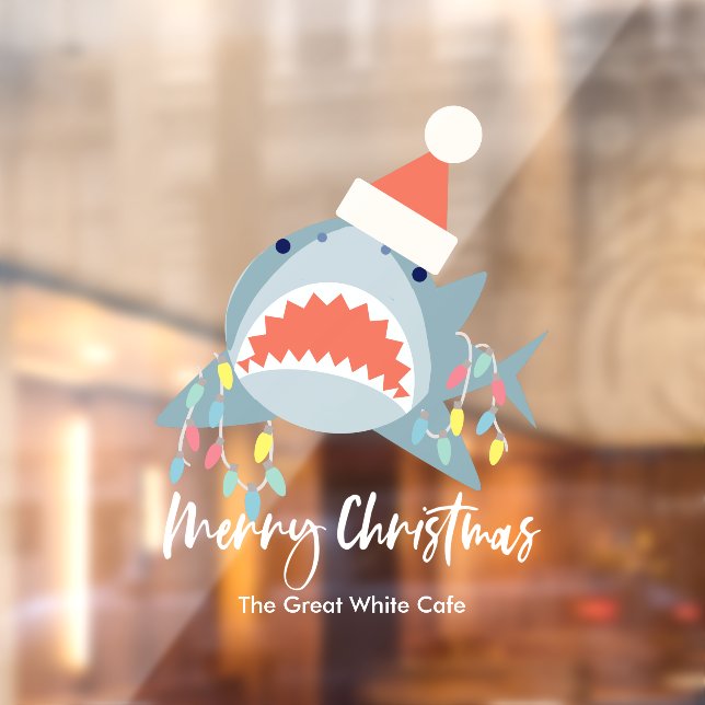 Shark Santa Claus Christmas Lights Holiday Window Cling (Sheet 2)