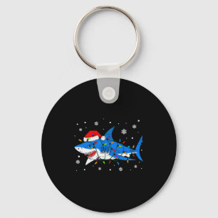 Shark Santa Hat Christmas Lights Xmas Pajama Men W Key Ring