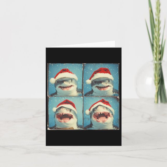 Shark Santa Ocean Animal Photography Christmas Sha Card (Front)