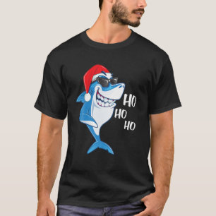 Shark Santa Tee Funny Shark Hat Lights Christmas X
