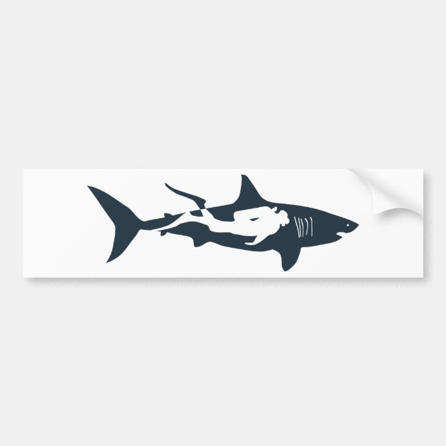 shark scuba diver diving hai tauchen bumper sticker (Front)