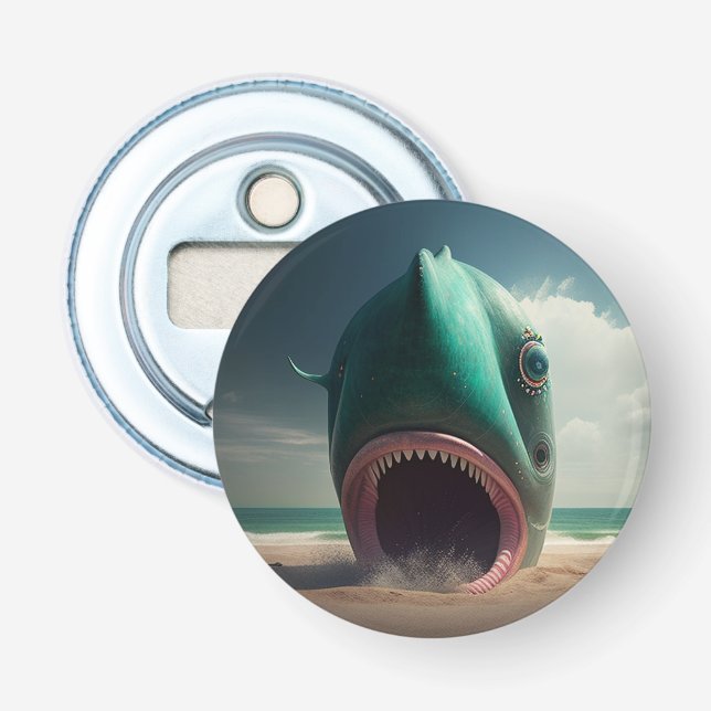 Shark sculpture on the beach bottle opener (Front)