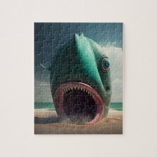 Shark sculpture on the beach jigsaw puzzle