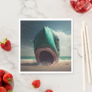 Shark sculpture on the beach napkin