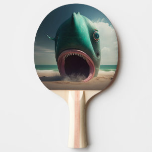 Shark sculpture on the beach ping pong paddle