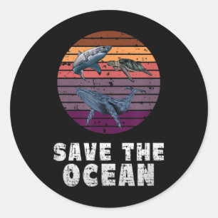 Shark, Sea Turtle, Whale, Environmental Protection Classic Round Sticker