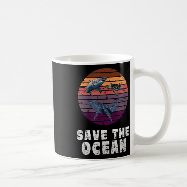 Shark, Sea Turtle, Whale, Environmental Protection Coffee Mug (Right)