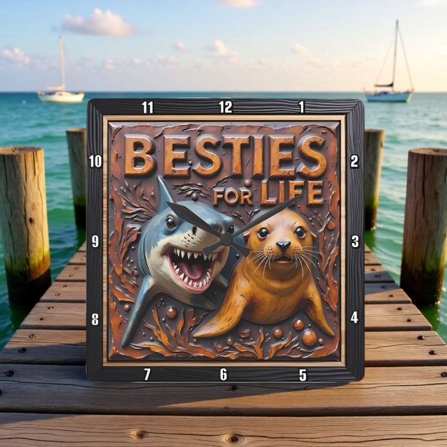 Shark Seal Close Up Square Wall Clock (Creator Uploaded)