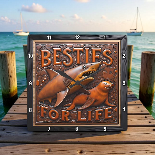 Shark Seal Unlikely Marine Square Wall Clock (Creator Uploaded)