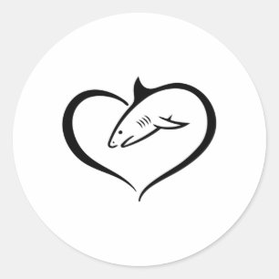Shark Sharks Fin Fish Sea Ocean Cool Funny Gift Classic Round Sticker
