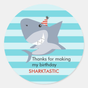 Shark Sharktastic Birthday Party Favour Classic Round Sticker