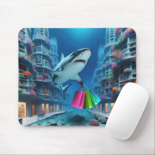 Shark Shopping in an Underwater Downtown  Mouse Mat