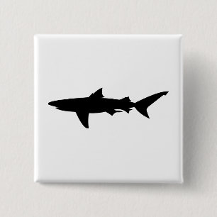 Shark silhouette 15 cm square badge