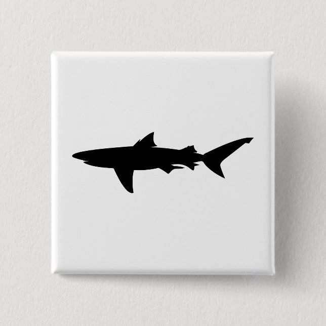 Shark silhouette 15 cm square badge (Front)