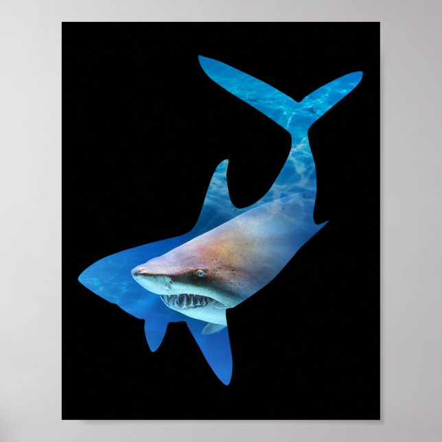 Shark Silhouette Earth Day And Ocean Week Awarenes Poster (Front)