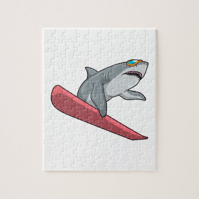Shark Snowboarder Snowboard Jigsaw Puzzle (Vertical)