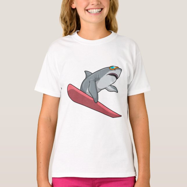 Shark Snowboarder Snowboard T-Shirt (Front)