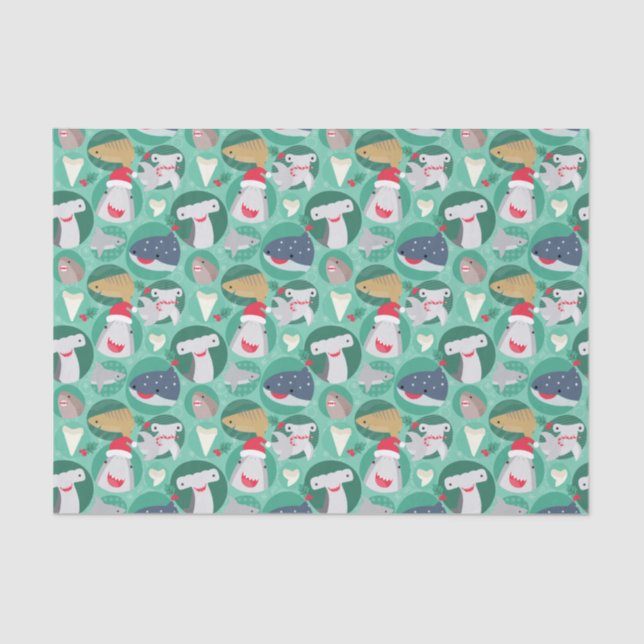 Shark Species Christmas  Tissue Paper (Front)