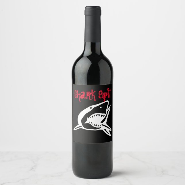 Shark Spit boat Great White boating ocean sailing  Wine Label (Front)