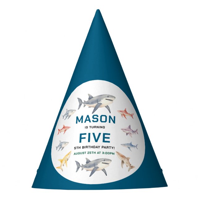 Shark Splash 5th Birthday Party | Cute Ocean Kids Hat (Front)