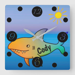 Shark Square Wall Clock