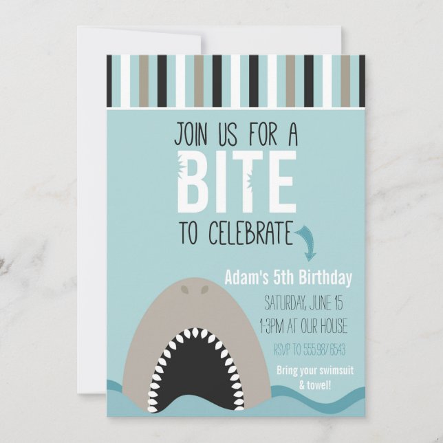 Shark & Stripes Birthday Invitation (Front)