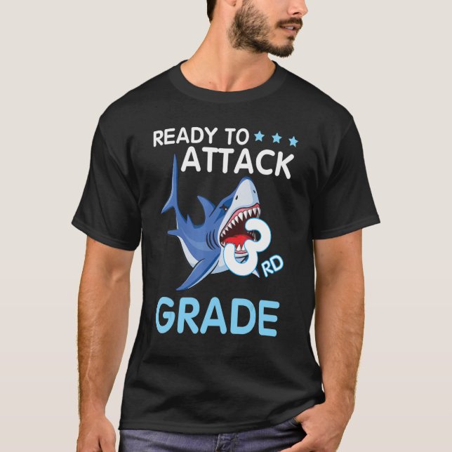 Shark Student Happy Back To School Ready To Attack T-Shirt (Front)