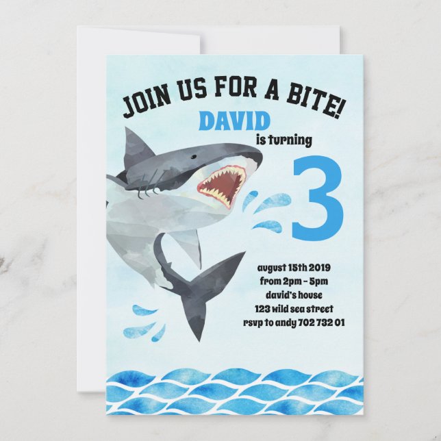 Shark Summer Boy Birthday Party Sharktastic Invitation (Front)