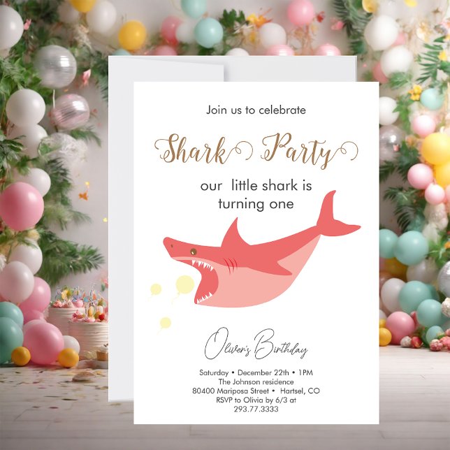 Shark Summer Party Baby Bash Birthday Party Invita Invitation (Creator Uploaded)