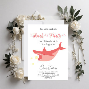 Shark Summer Party Baby Bash Birthday Party Invitation
