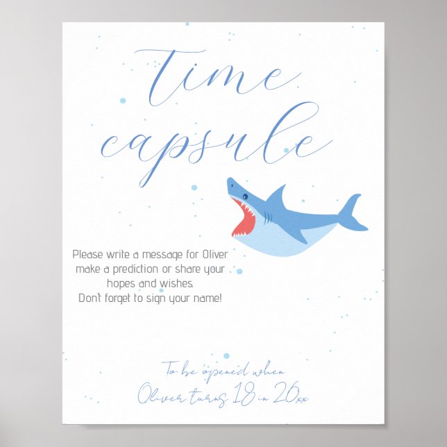 Shark Summer Party Pool and Birthday Time Capsule Poster (Front)