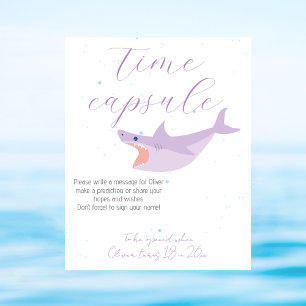 Shark Summer Party Pool and Birthday Time Capsule Poster