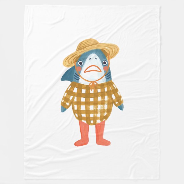 Shark Sun Bonnet Blanket – Cute Folk Art (Front)