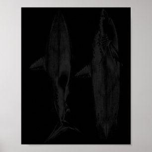 Shark surfboard fin design cool surfer ocean beach poster