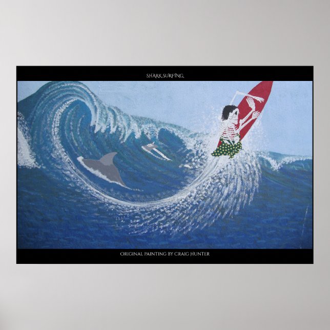 Shark surfing poster (Front)
