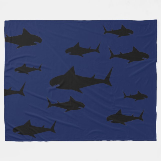 Shark Swarm Fleece Blanket (Front (Horizontal))