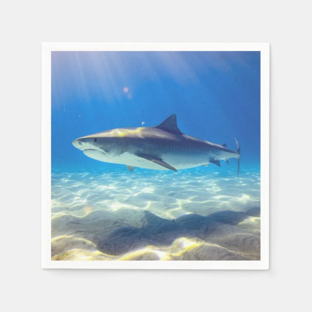 Shark Swimming Blue Ocean Water Napkin (Front)