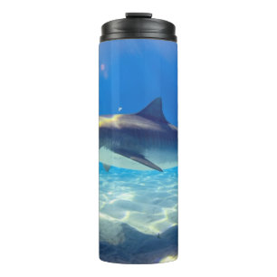 Shark Swimming Blue Ocean Water Thermal Tumbler