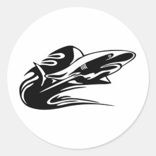 Shark swimming classic round sticker