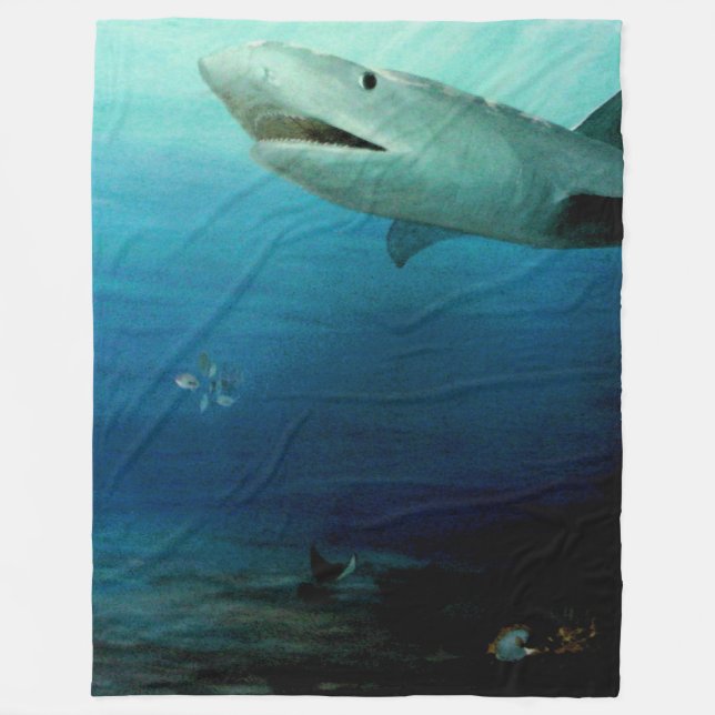Shark Swimming Fleece Blanket (Front)