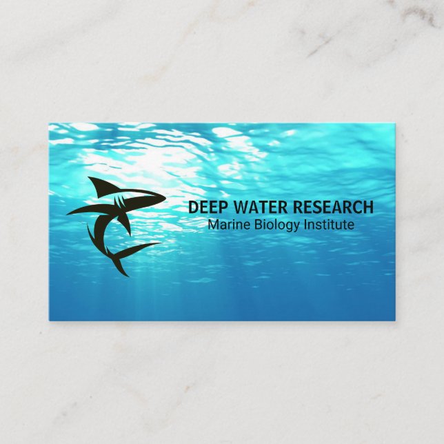 Shark Swimming Logo | Ocean Water  Business Card (Front)