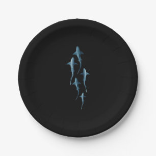 Shark - Swimming Sharks Cute Funny Gift Paper Plate