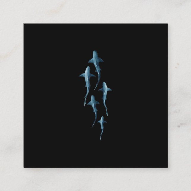 Shark - Swimming Sharks Cute Funny Gift Square Business Card (Front)