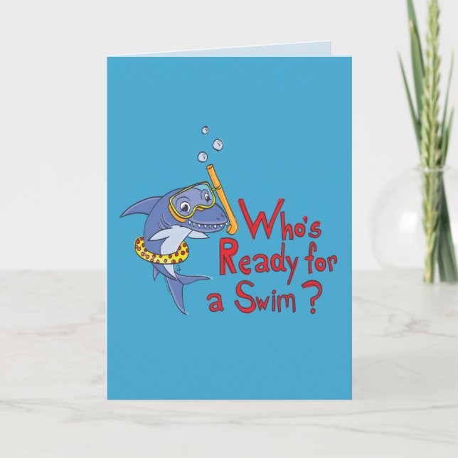 Shark Swimming Summer Cute Greeting Card (Front)