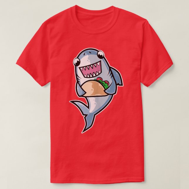 Shark Taco Kawaii Neko Anime Meican food  T-Shirt (Design Front)