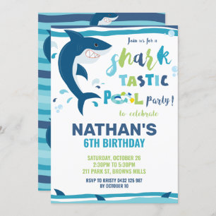 Shark-Tastic Pool Birthday Party Shark Boy Invitation